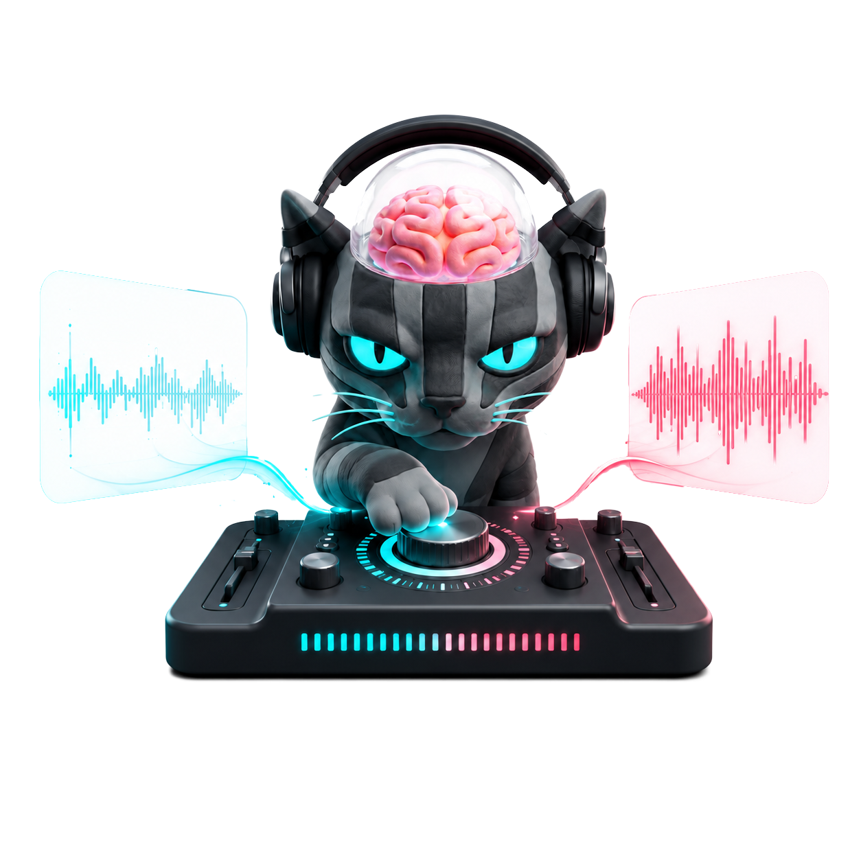 Кот KotKit выполняет мастеринг AI-трека